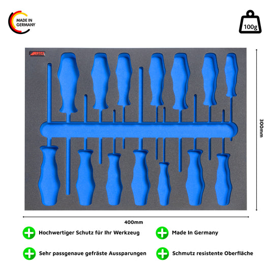 Schaumeinlage für Wera Schraubendreher Big Pack 300 Kraftform 14 teilig, L-Boxx kompatibel - APTEX