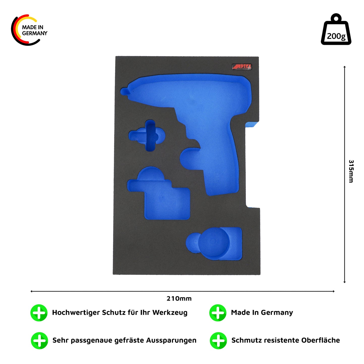 Schaumeinlage für Bosch Professional Akku-Bohrschrauber GSR 12V-35 FC halbe neue Bosch L-Boxx 102 und 136.
