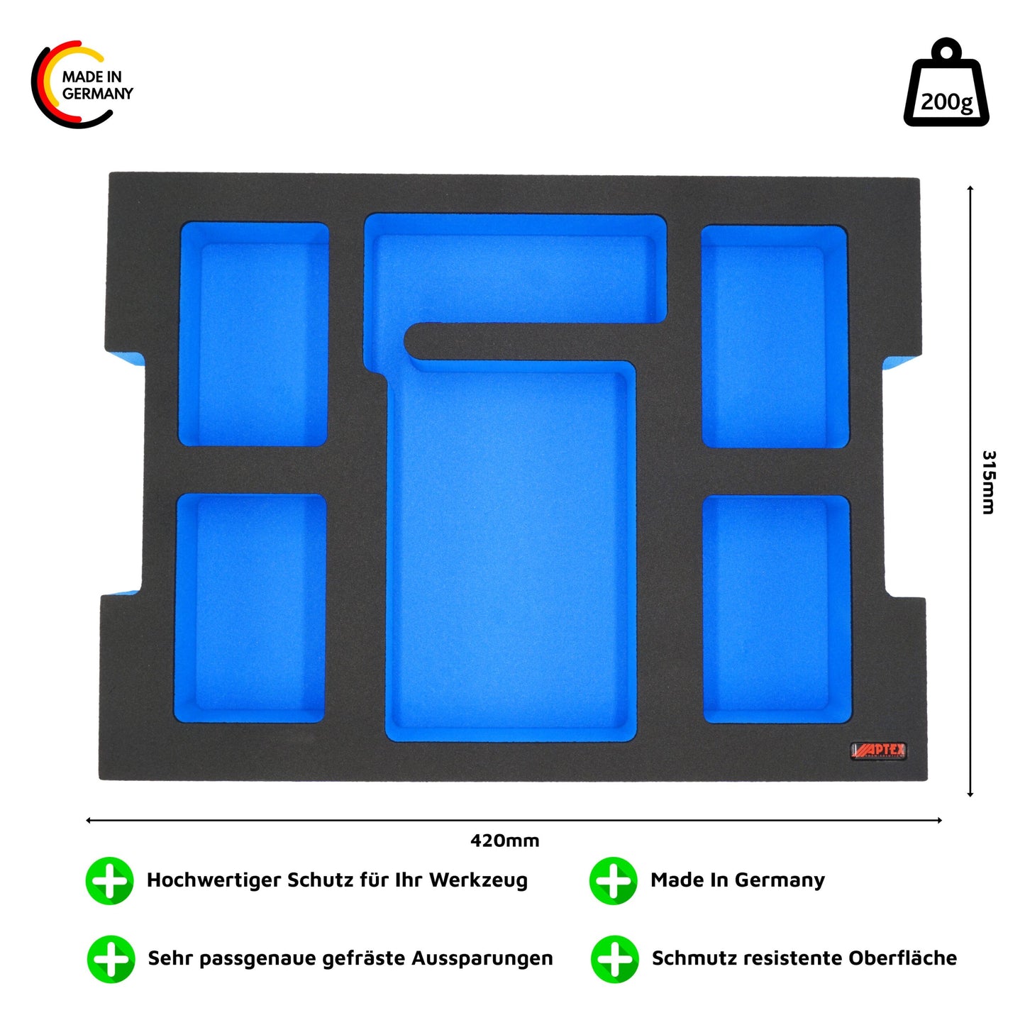 Schaumeinlage für Bosch Ladegerät GAL 18V-160C und 4x Akkus 18V (kein ProCore) für neue Bosch L-Boxx 136.