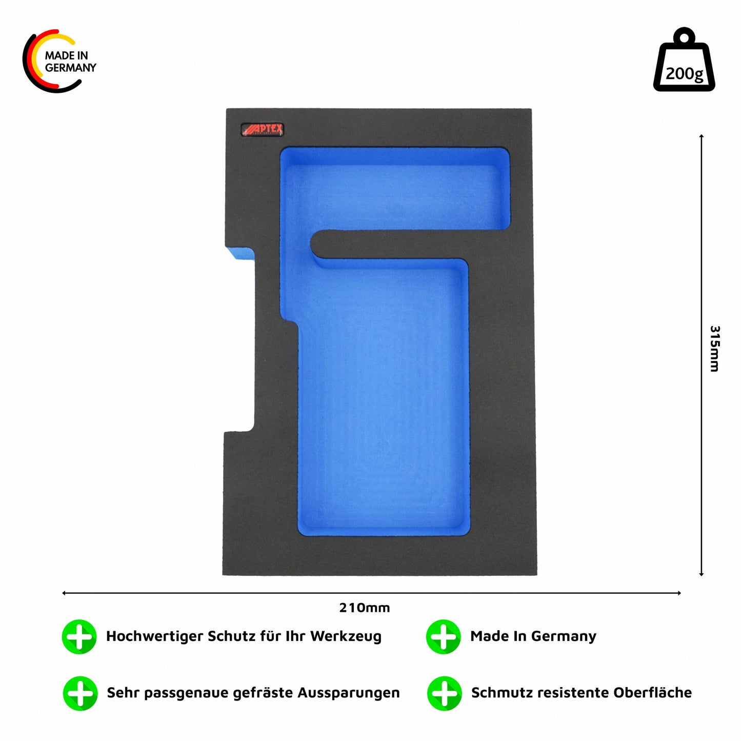 Schaumeinlage für Bosch Ladegerät GAL 18V-40 für halbe neue Bosch L-Boxx 102 und 136.