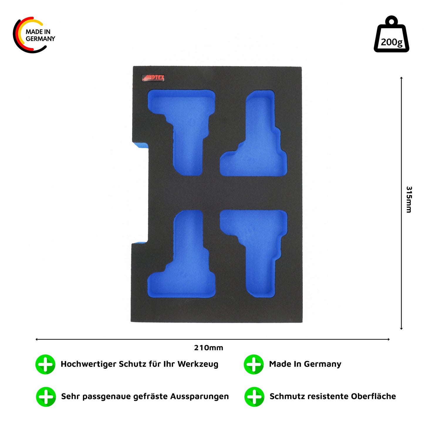 Schaumeinlage für 4x Bosch Akkus GBA 12V 4Ah-6Ah halbe neue Bosch L-Boxx 102 und 136.