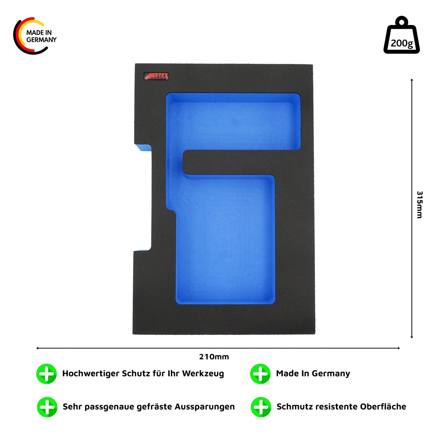 Schaumeinlage für Bosch Ladegerät GAL 12V-40 für halbe neue Bosch L-Boxx 102 und 136.