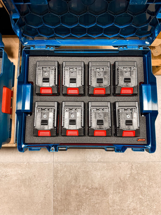 Schaumeinlage für 8x Bosch Expert 18V Akkus für neue Bosch L-Boxx