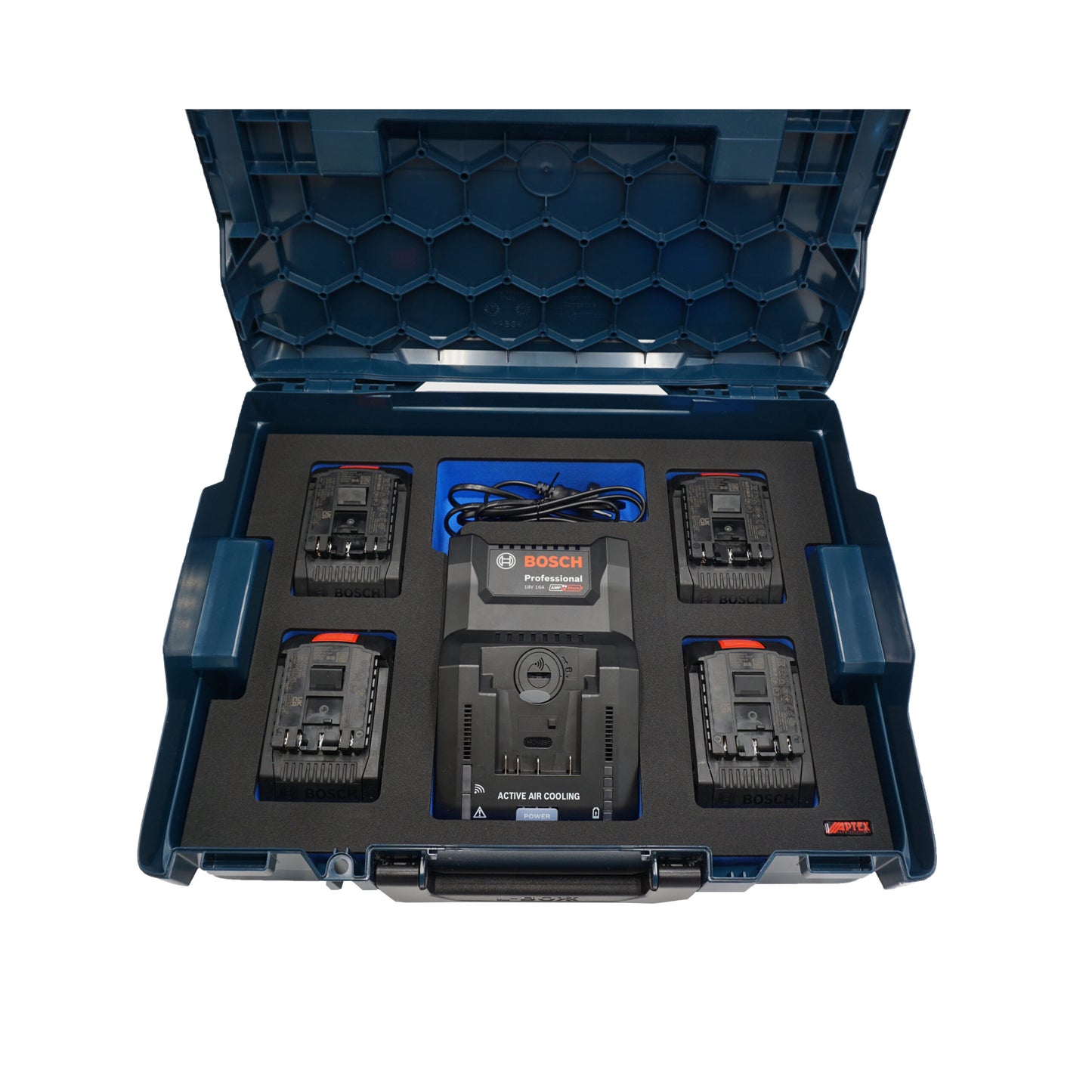 Schaumeinlage für Bosch Ladegerät GAL 18V-160C und 4x Akkus 18V (kein ProCore) für neue Bosch L-Boxx 136.