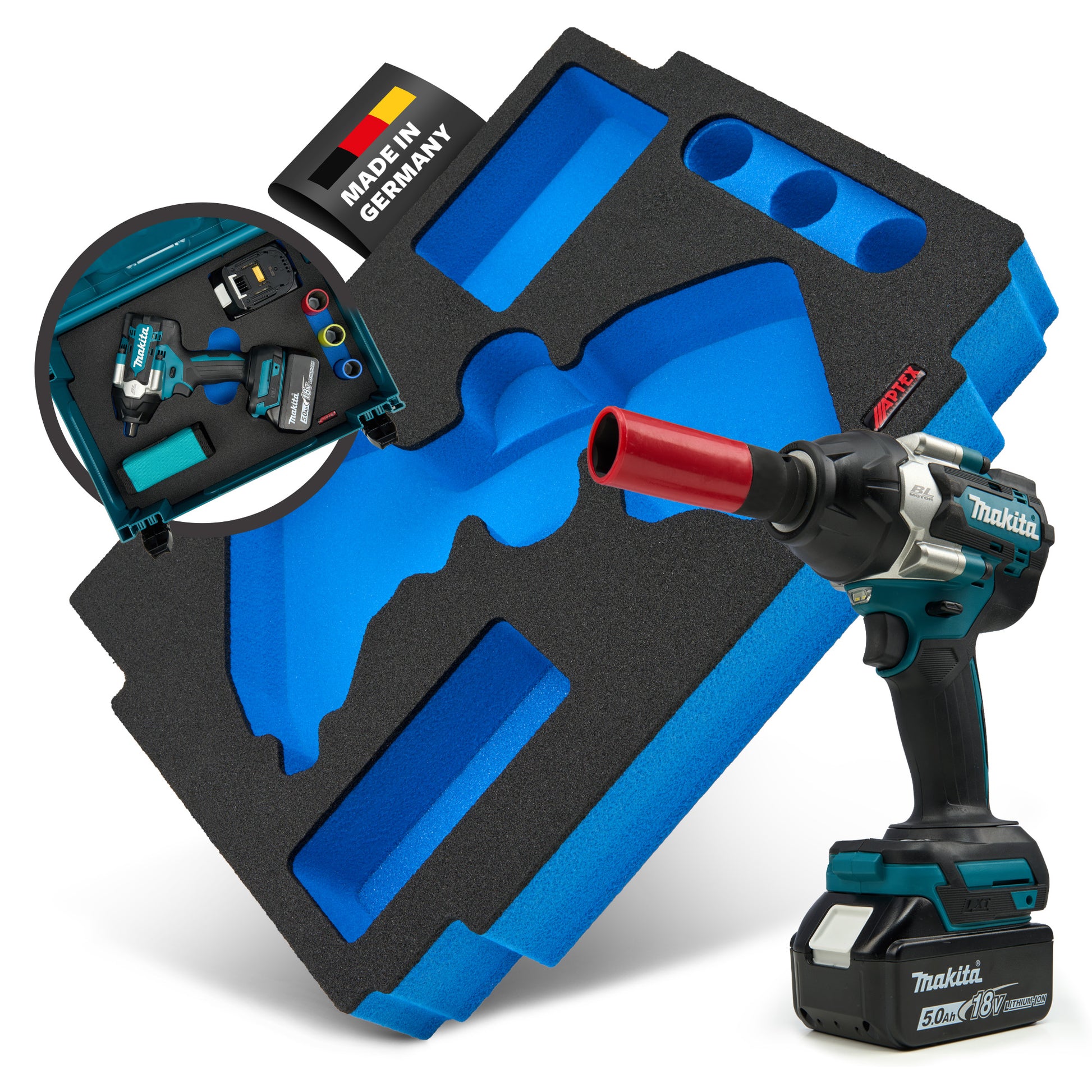 Schaumeinlage für Makita Akku- Schlagschrauber DTW 701 für MakPac Gr. 2-3.