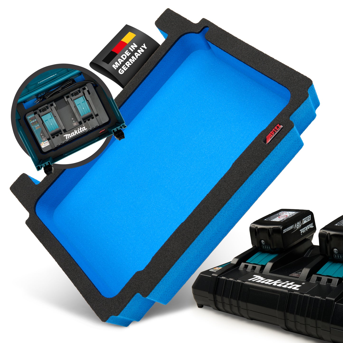 Schaumeinlage für Makita Akku-Doppelladegerät DC18RD für MakPac Gr. 2-3.