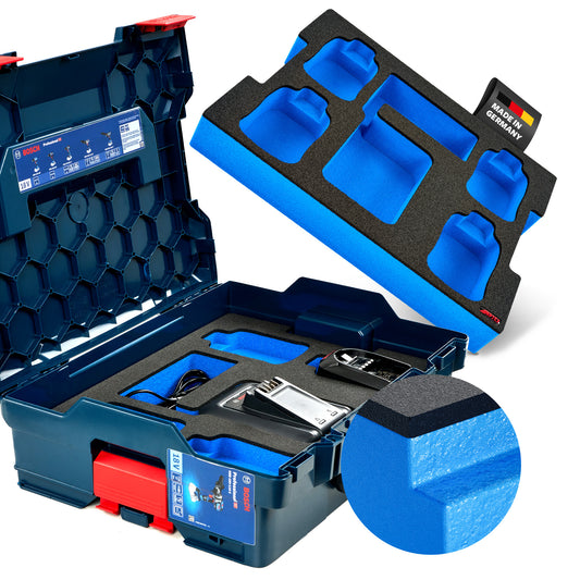 Schaumeinlage Bosch Ladegerät AL 18V-44 + 4x Akkus PBA 2.5Ah für neue Bosch L-Boxx 136.