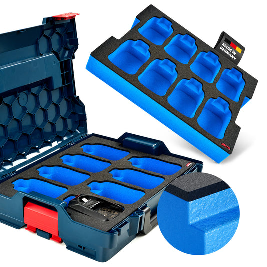Schaumeinlage für 8x Bosch Akkus PBA 4.0Ah für neue Bosch L-Boxx 102, 136.