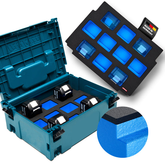 Schaumeinlage für Makita Akkus 18V (10x) für MakPac Gr. 2-3.