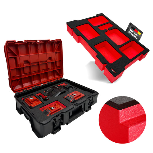 APTEX Einhell Ladegerät PXC 3.0A Einlage für E-Case S-F – 18V Akkus und Ladegrät Schaumeinlage – Made in Germany
