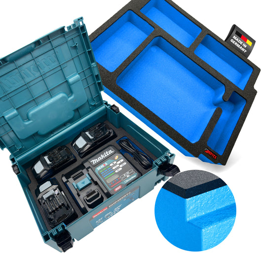 Schaumeinlage für Makita Akku-Ladegerät DC40RA + 3 Akkus 40V XGT 5Ah für MakPac Gr. 2-3