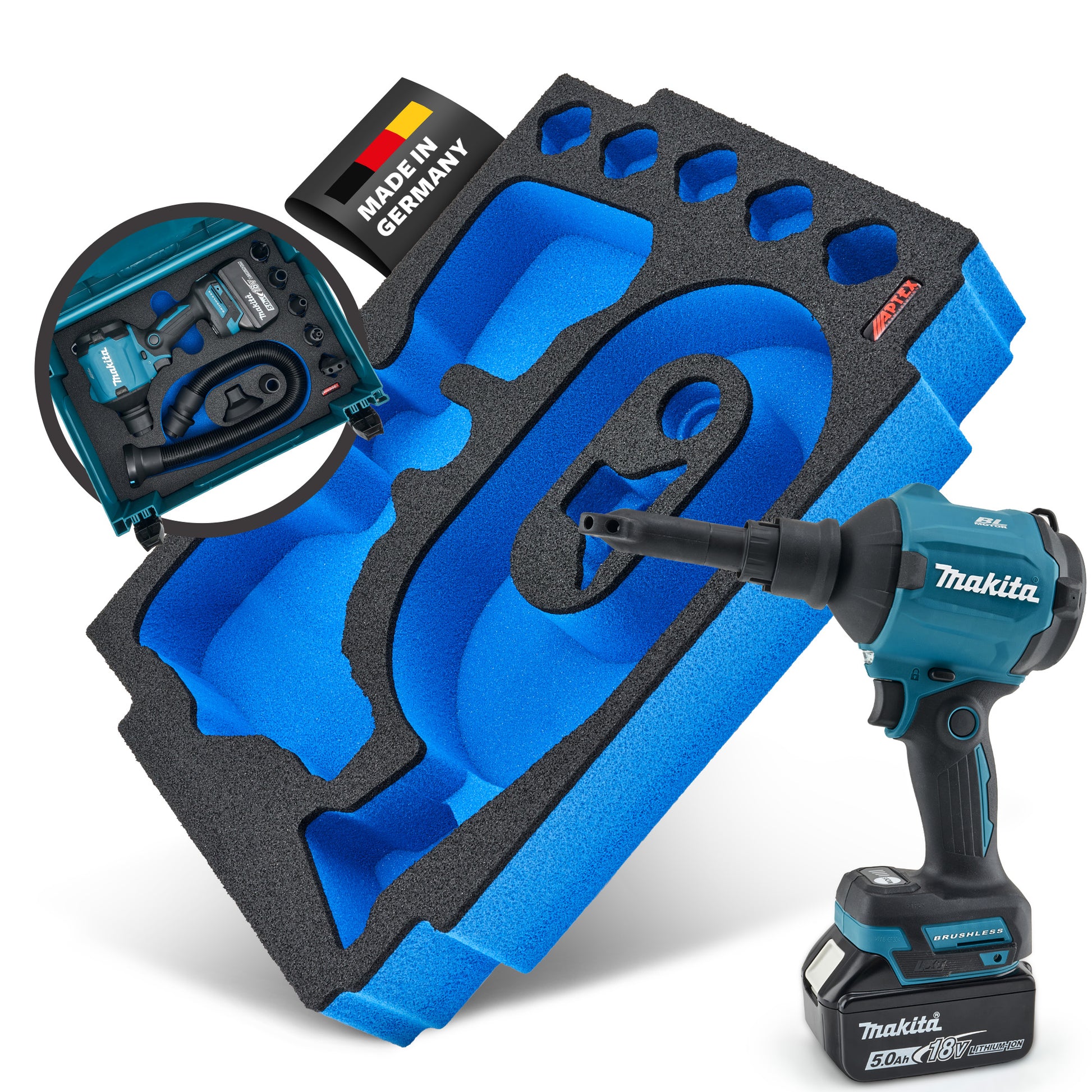 Schaumeinlage für Makita Akku- Gebläse DAS 180 für MakPac Gr. 2-3.