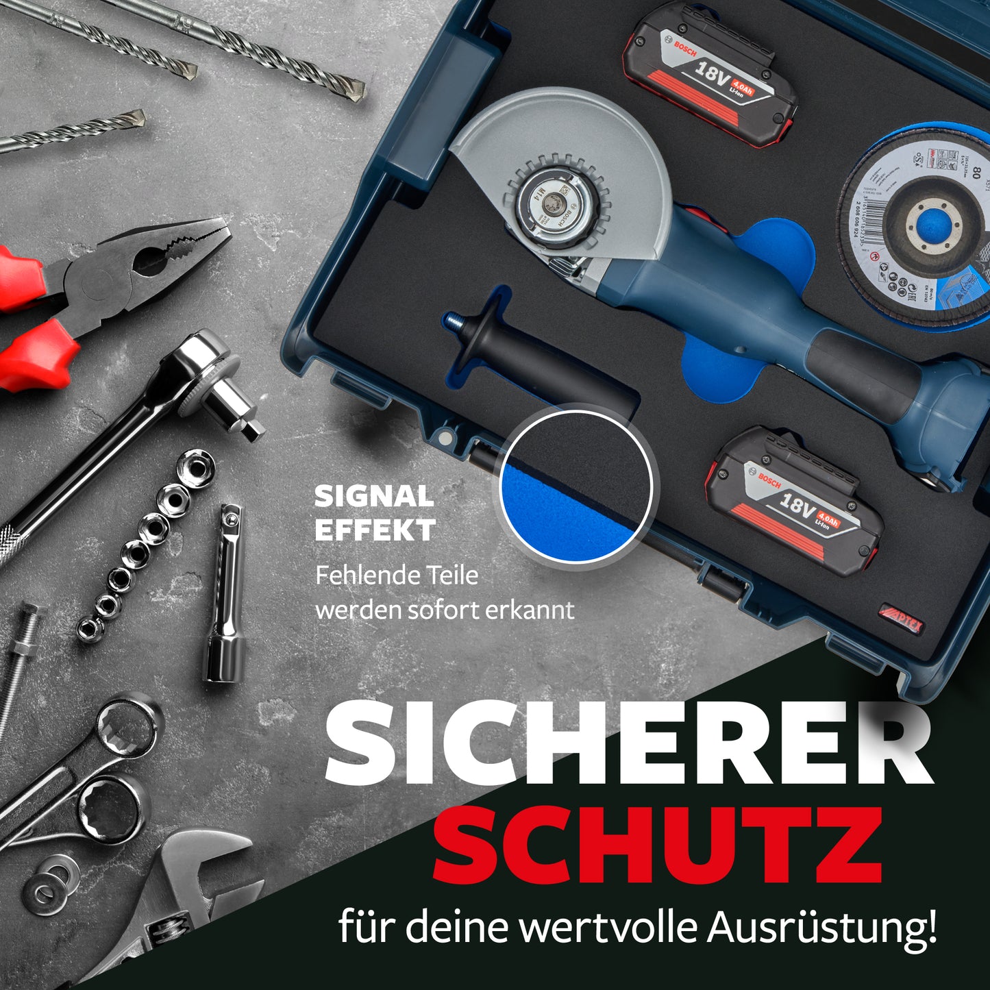 Schaumeinlage Bosch Professional Akku-Winkelschleifer GWS 18V-10 für neue Bosch L-Boxx 136.