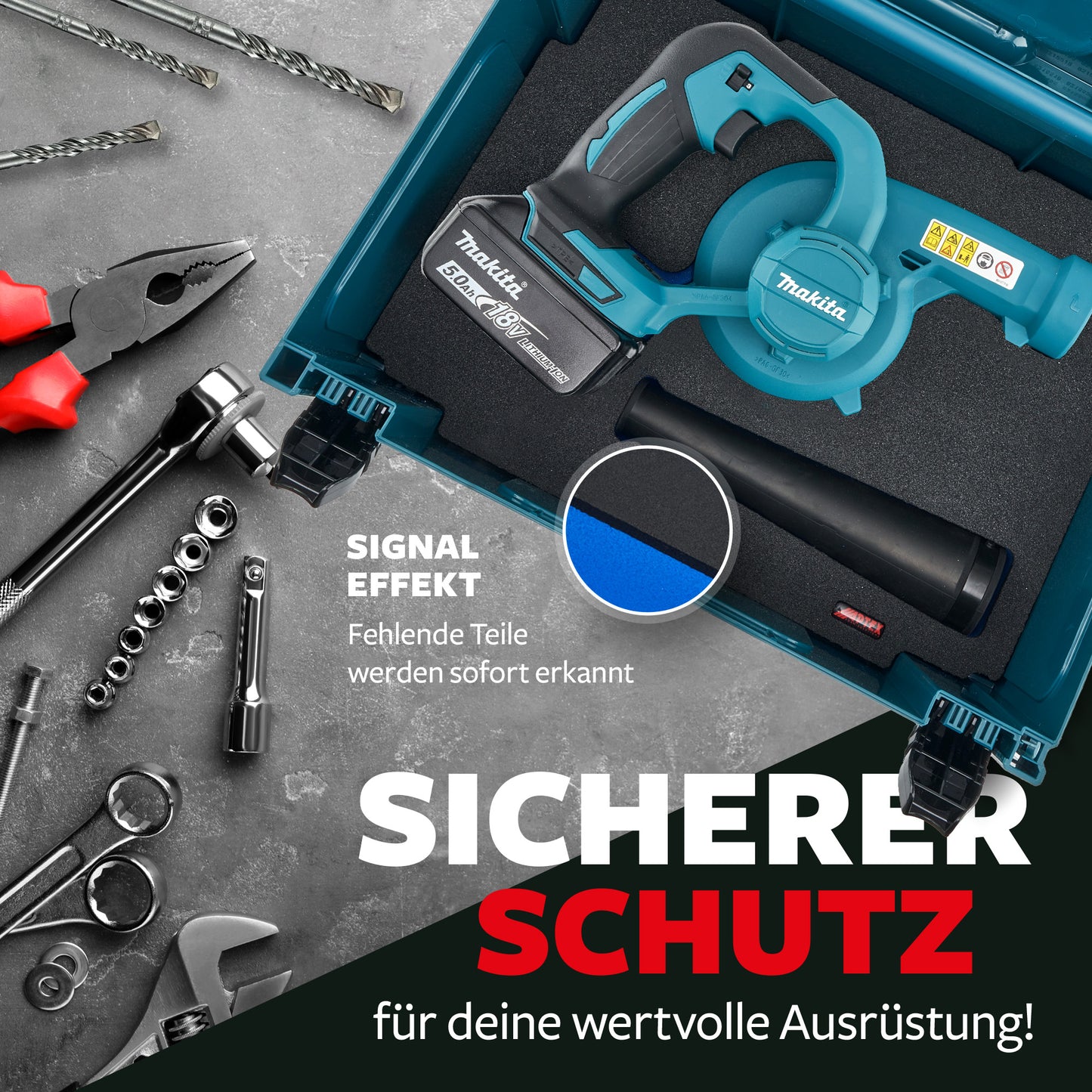 Schaumeinlage für Makita Akku- Gebläse DUB 185 für MakPac Gr. 3.