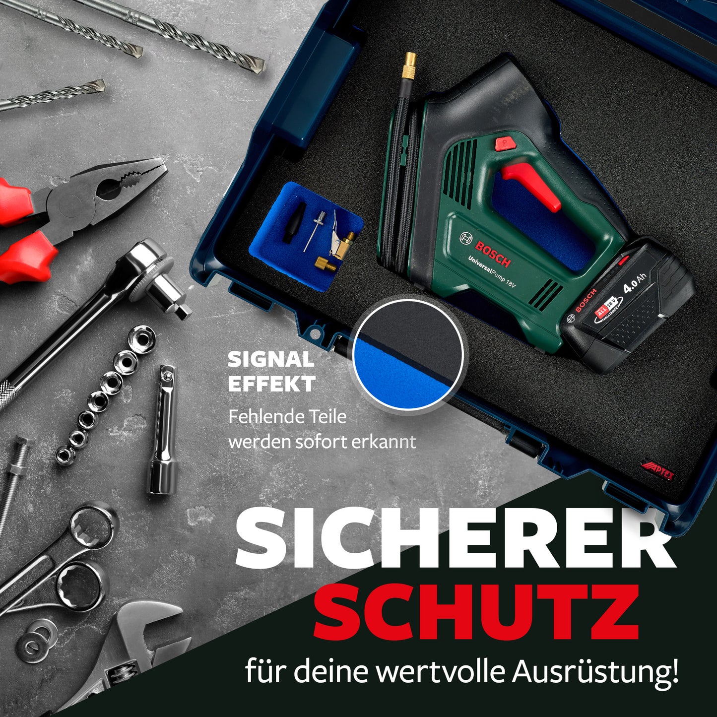 Schaumeinlage für Bosch Akku-Druckluftpumpe UniversalPump 18V für neue Bosch L-Boxx 136.