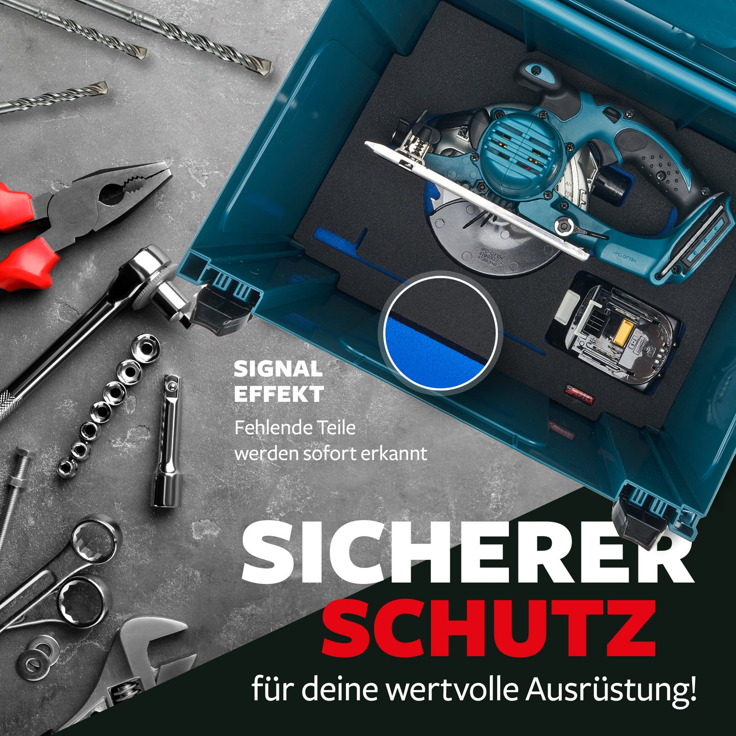Schaumeinlage für Makita Akku-Handkreissäge DSS 501 für MakPac Gr. 4.