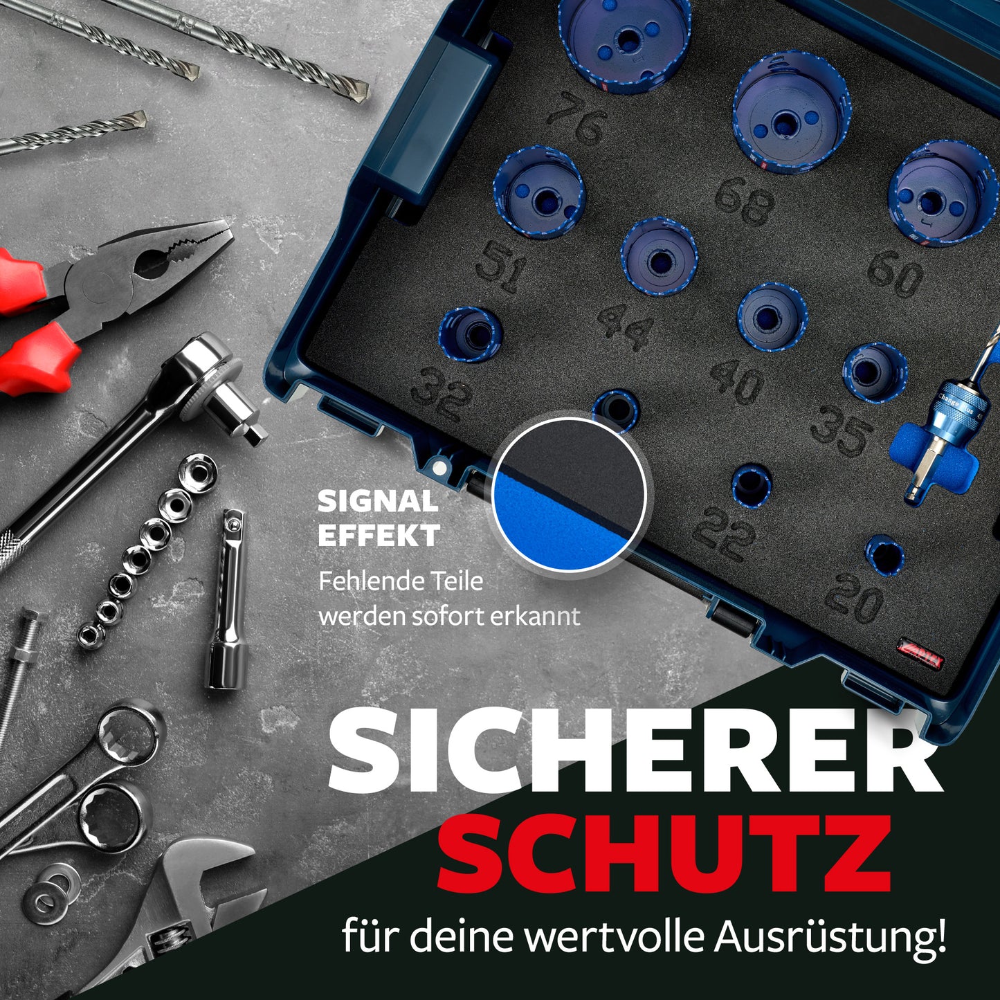 Schaumeinlage für Bosch Expert Lochsägen 20-76mm für neue Bosch L-Boxx 136.