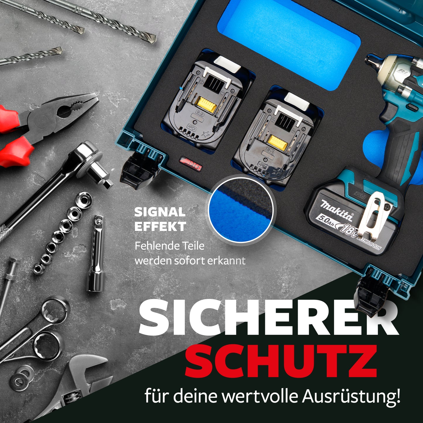 Schaumeinlage für Makita Akku- Schlagschrauber DTW 300 für MakPac Gr. 1-3 - APTEX
