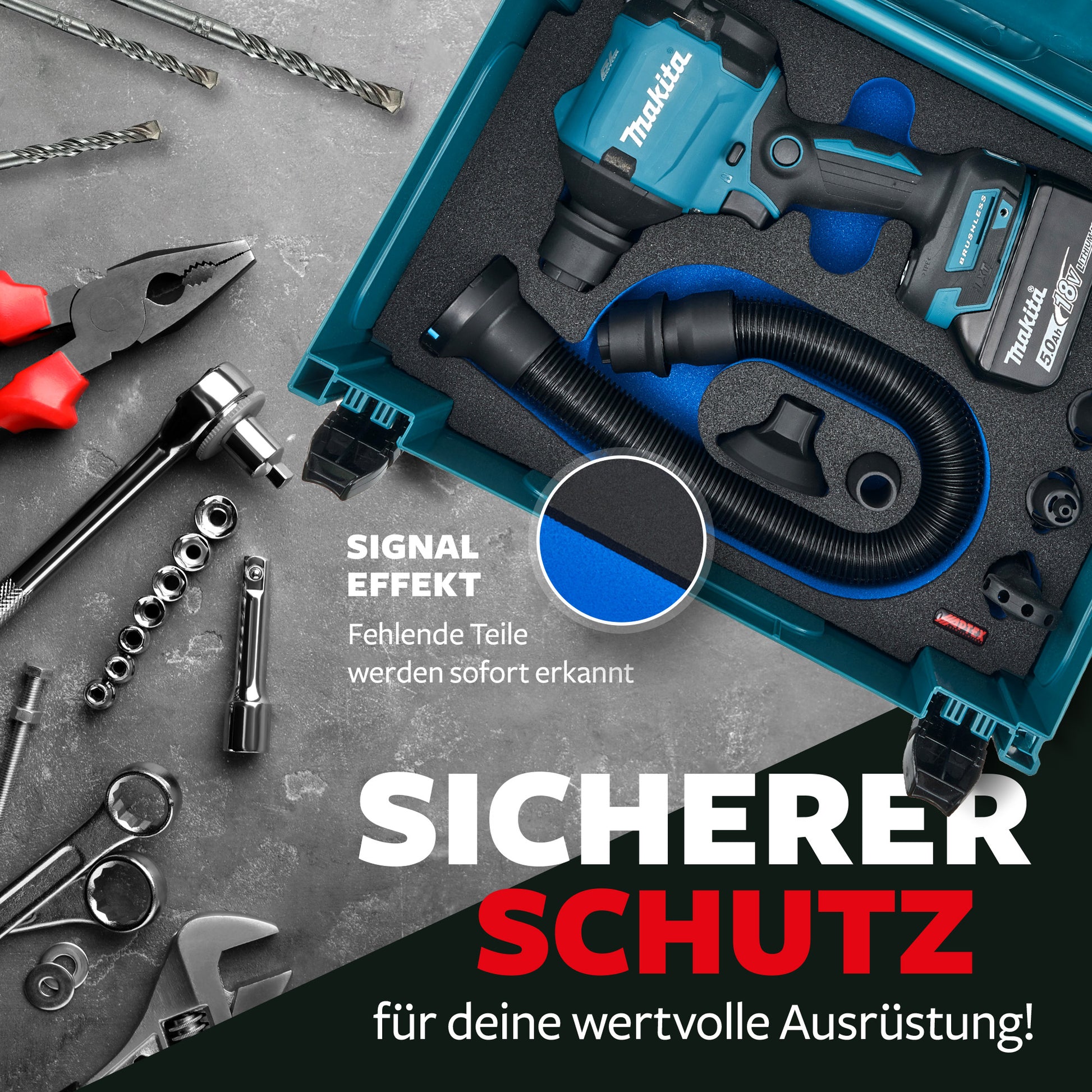 Schaumeinlage für Makita Akku- Gebläse DAS 180 für MakPac Gr. 2-3.