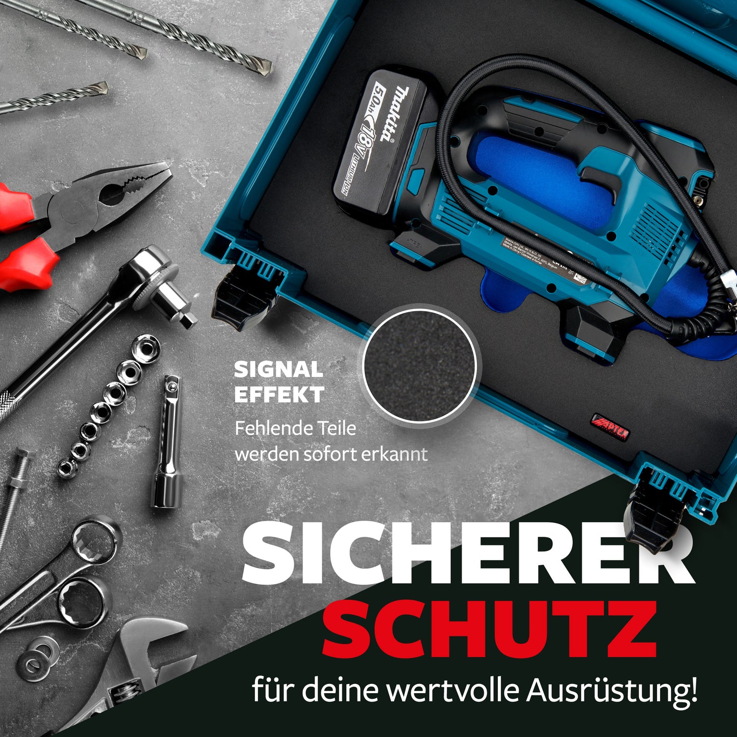Schaumeinlage für Makita Akku-Kompressor DMP 180 für MakPac Gr. 2-3 - APTEX