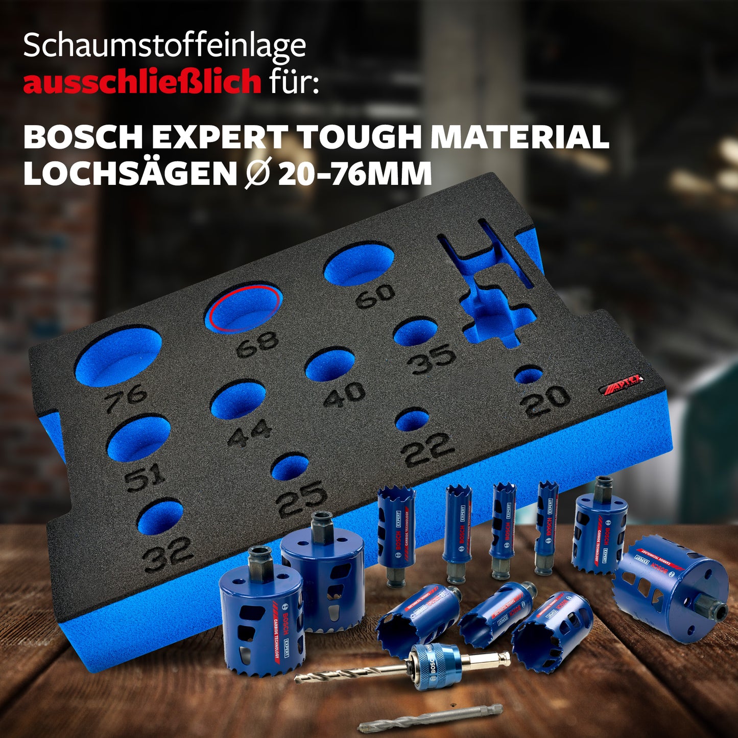 Schaumeinlage für Bosch Expert Lochsägen 20-76mm für neue Bosch L-Boxx 136.