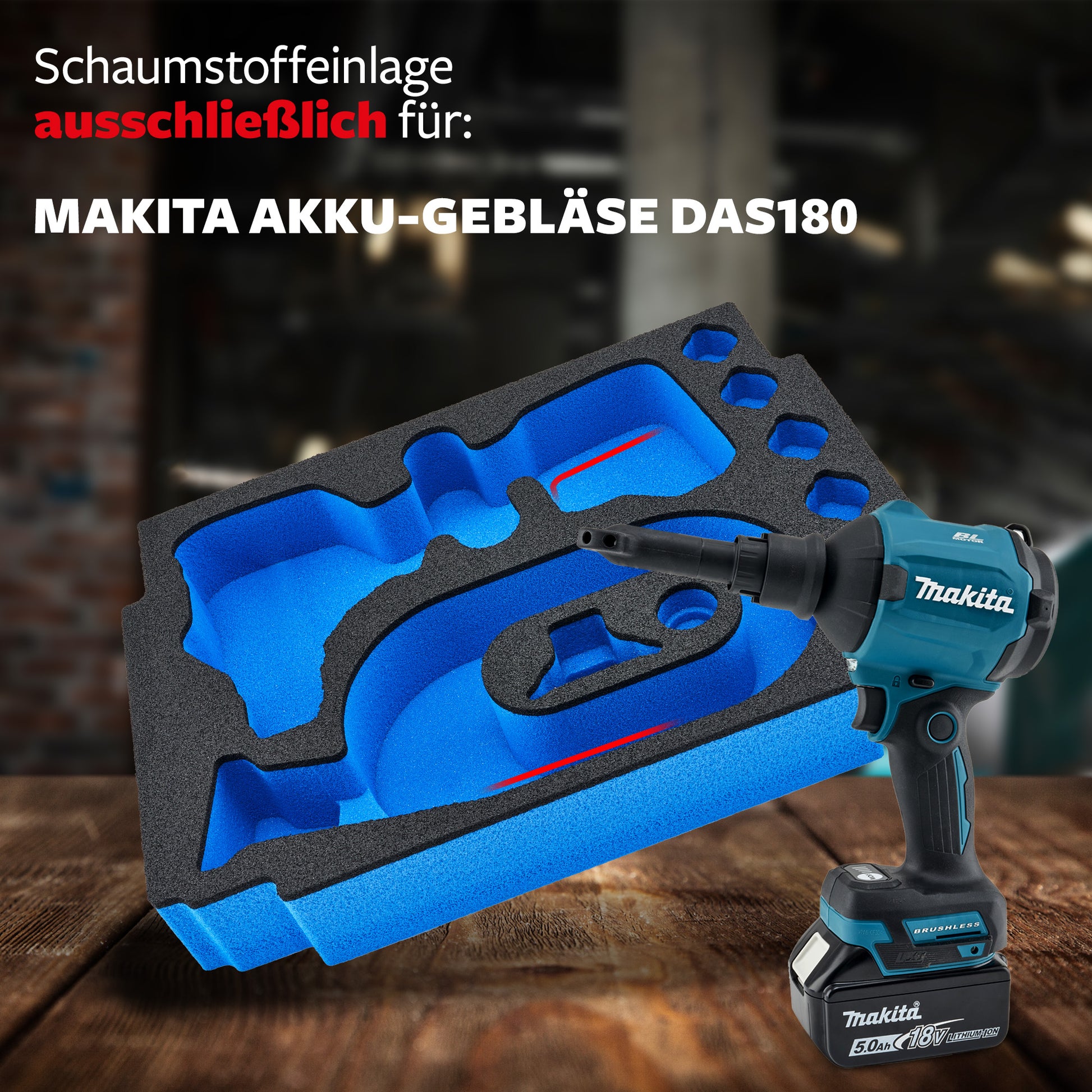 Schaumeinlage für Makita Akku- Gebläse DAS 180 für MakPac Gr. 2-3.