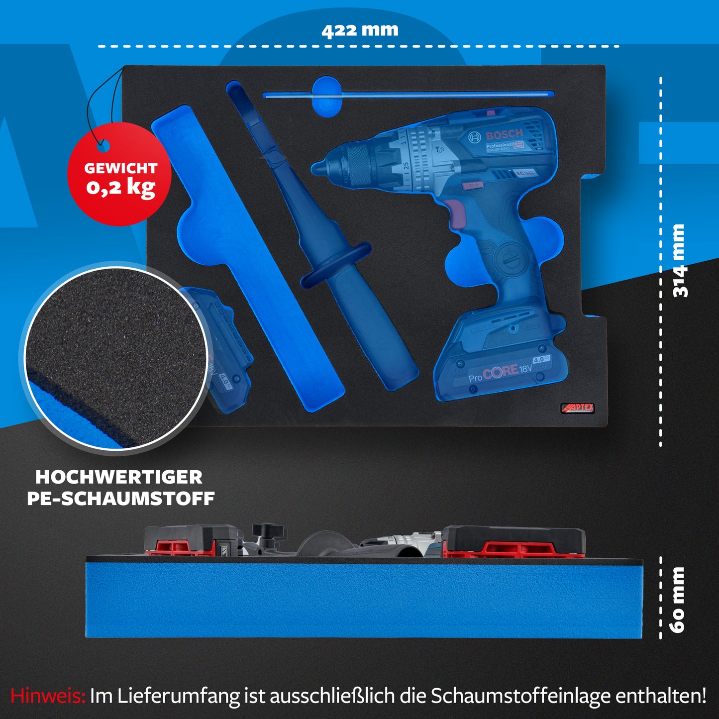 Schaumeinlage Bosch Professional Akku-Schlagbohrschrauber GSB 18V-110C für neue Bosch L-Boxx 136.
