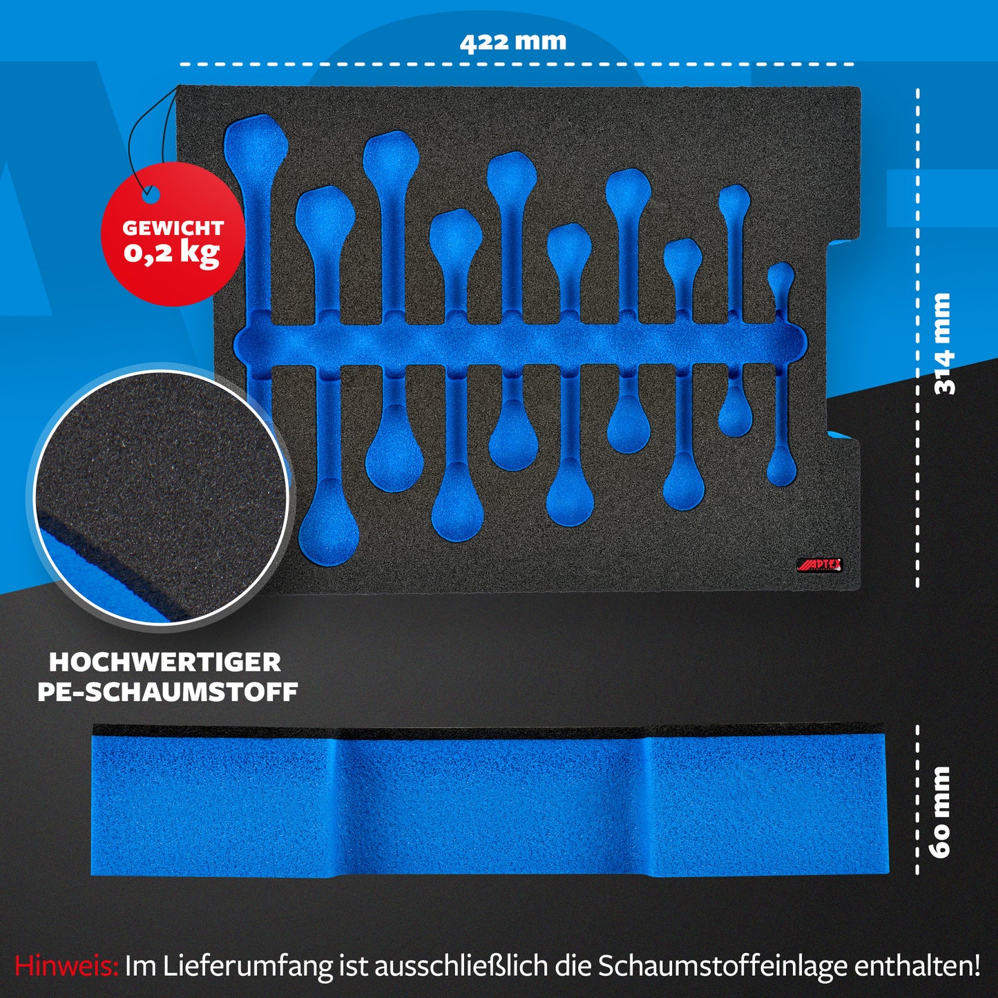 Schaumeinlage für Bosch Ratschenschlüssel Set 10 tlg. für neue Bosch L-Boxx 102, 136.