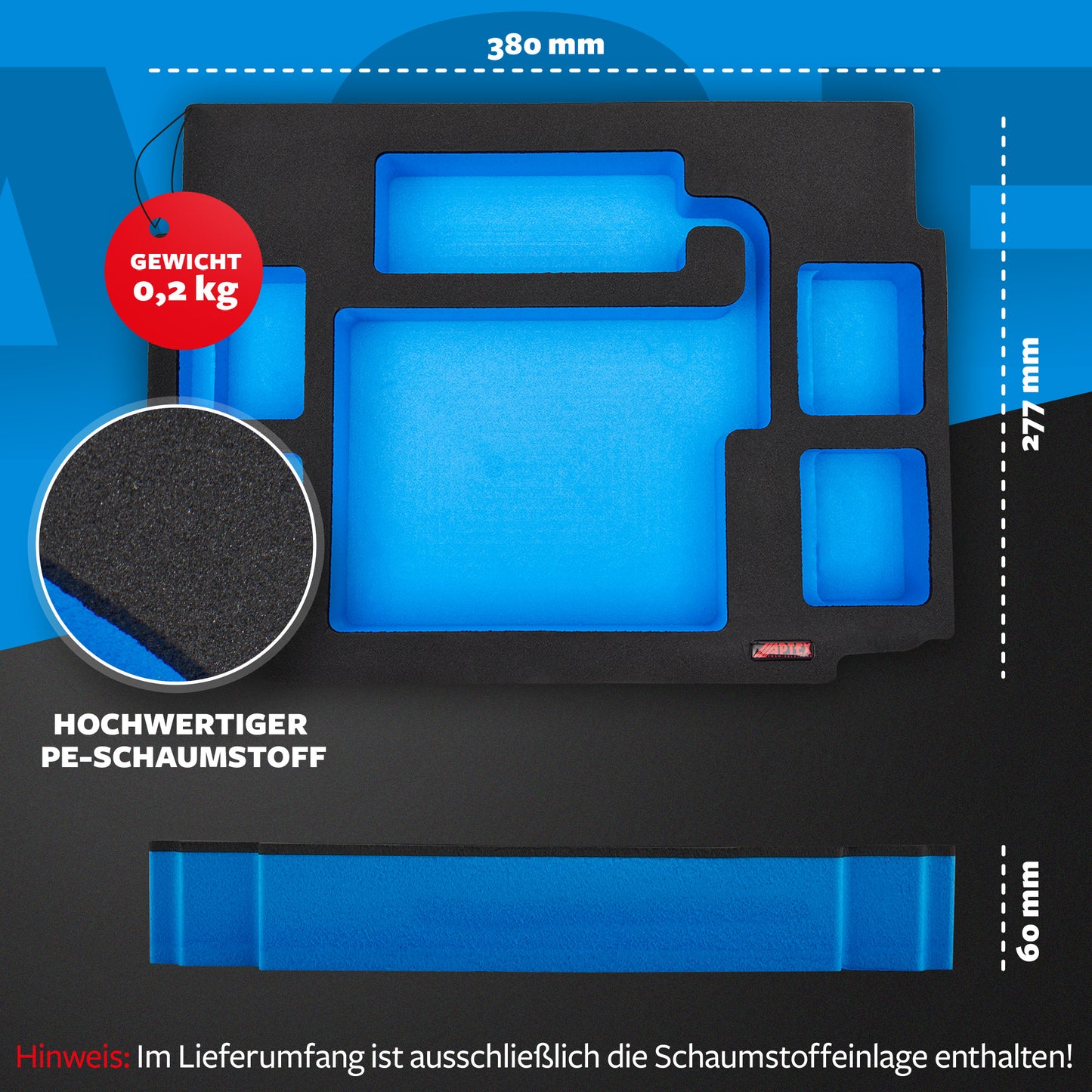 Schaumeinlage für Makita Akku-Ladegerät DC18RC + 4 Akkus für MakPac Gr. 2-3 - APTEX