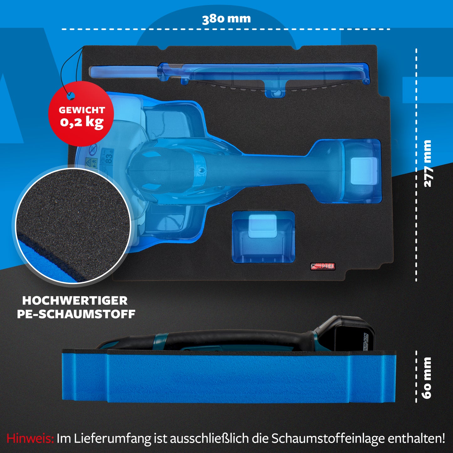 Schaumeinlage für die Makita Akku- Grasschere DUM 604 für MakPac Gr. 3-4.