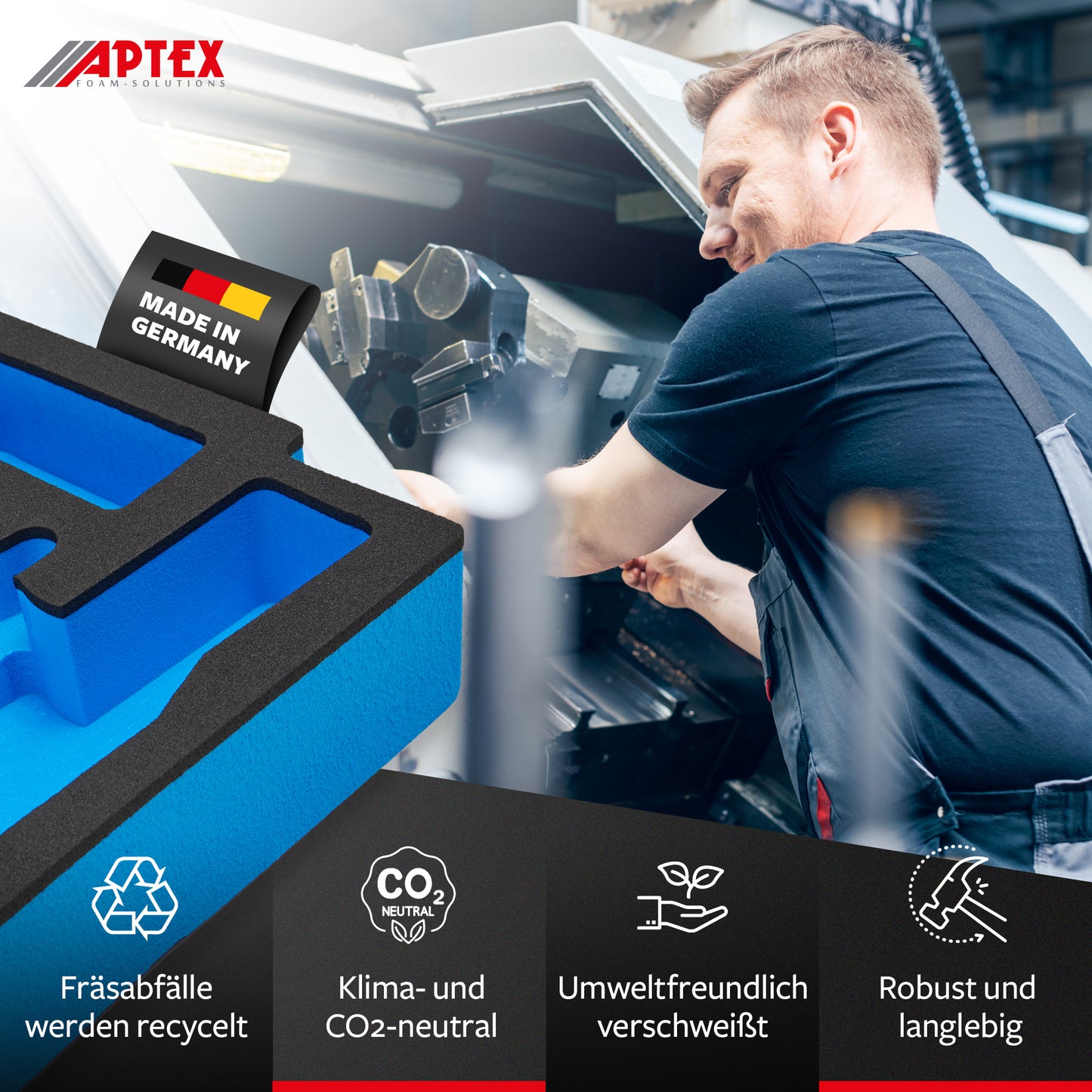 Schaumeinlage für den Makita Akku-Bohrhammer DHR 243 für MakPac Gr. 2-3 - APTEX