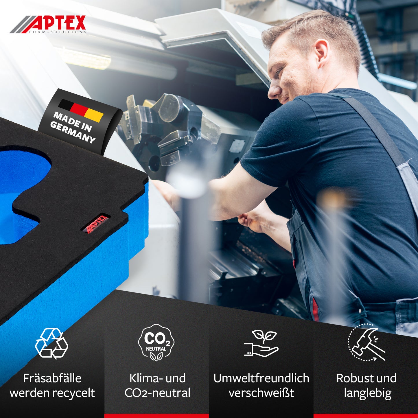 Schaumeinlage für Makita Akku-Kompressor DMP 180 für MakPac Gr. 2-3 - APTEX