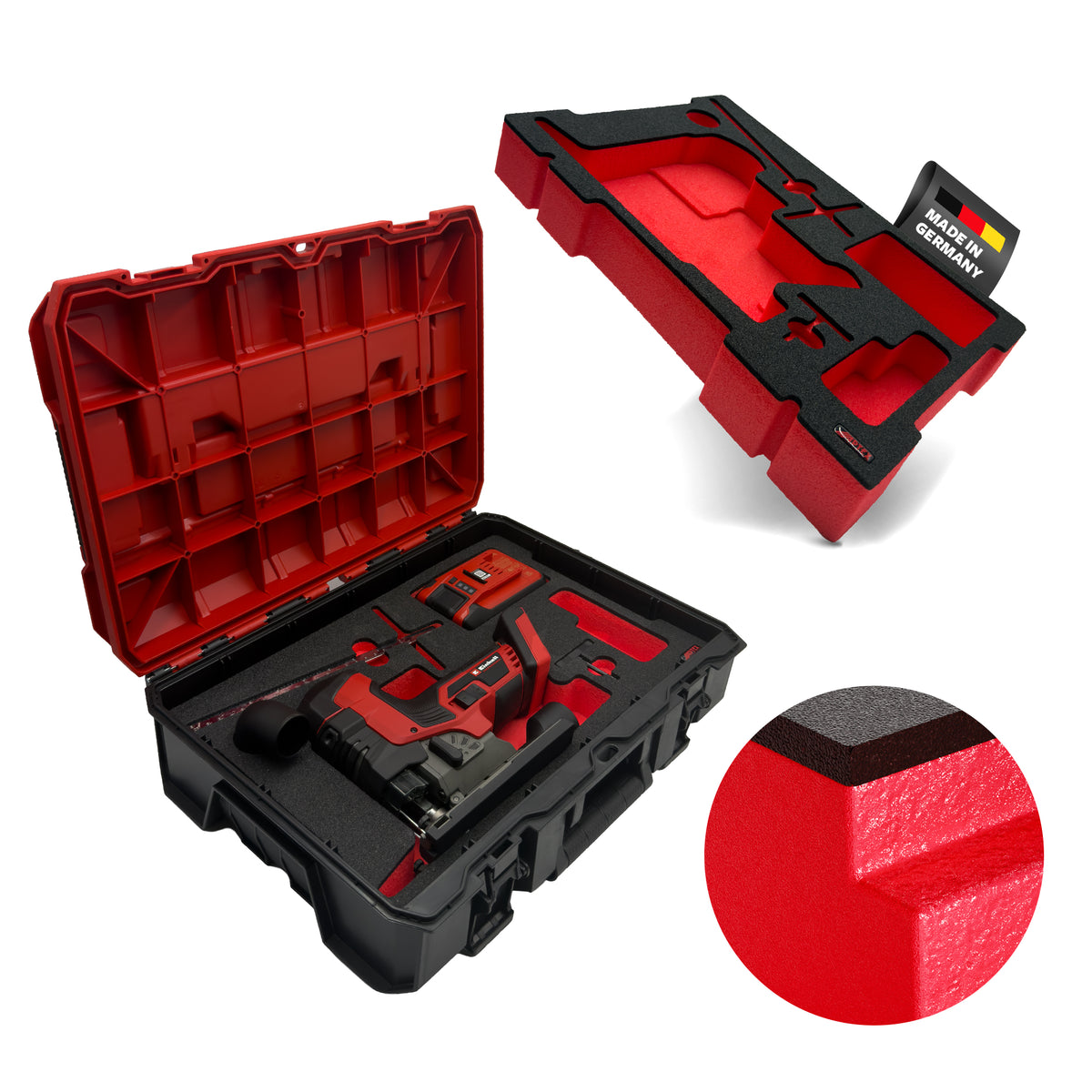APTEX Einhell Akku-Stichsäge TP-JST 18/135 Li BL Einlage – Stichsäge Schaumeinlage – Made in Germany