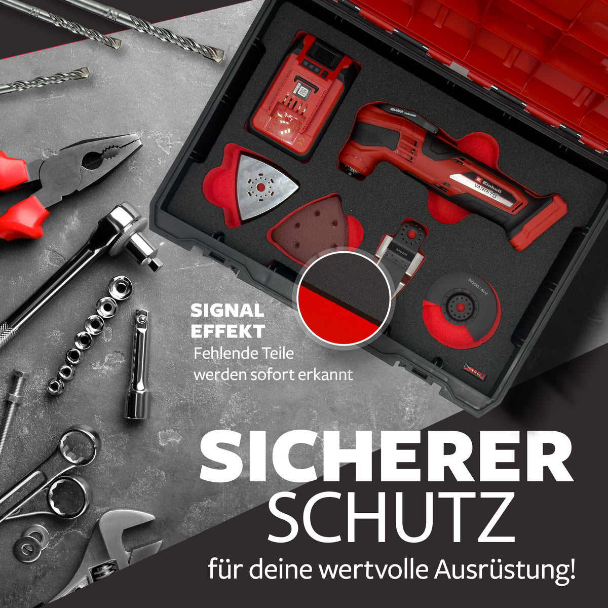 APTEX Einhell Akku-Multifunktionswerkzeug Varrito Einlage – Multitool Schaumeinlage – Made in Germany
