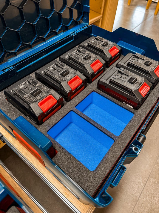 Schaumeinlage für 8x Bosch Expert 18V Akkus für neue Bosch L-Boxx