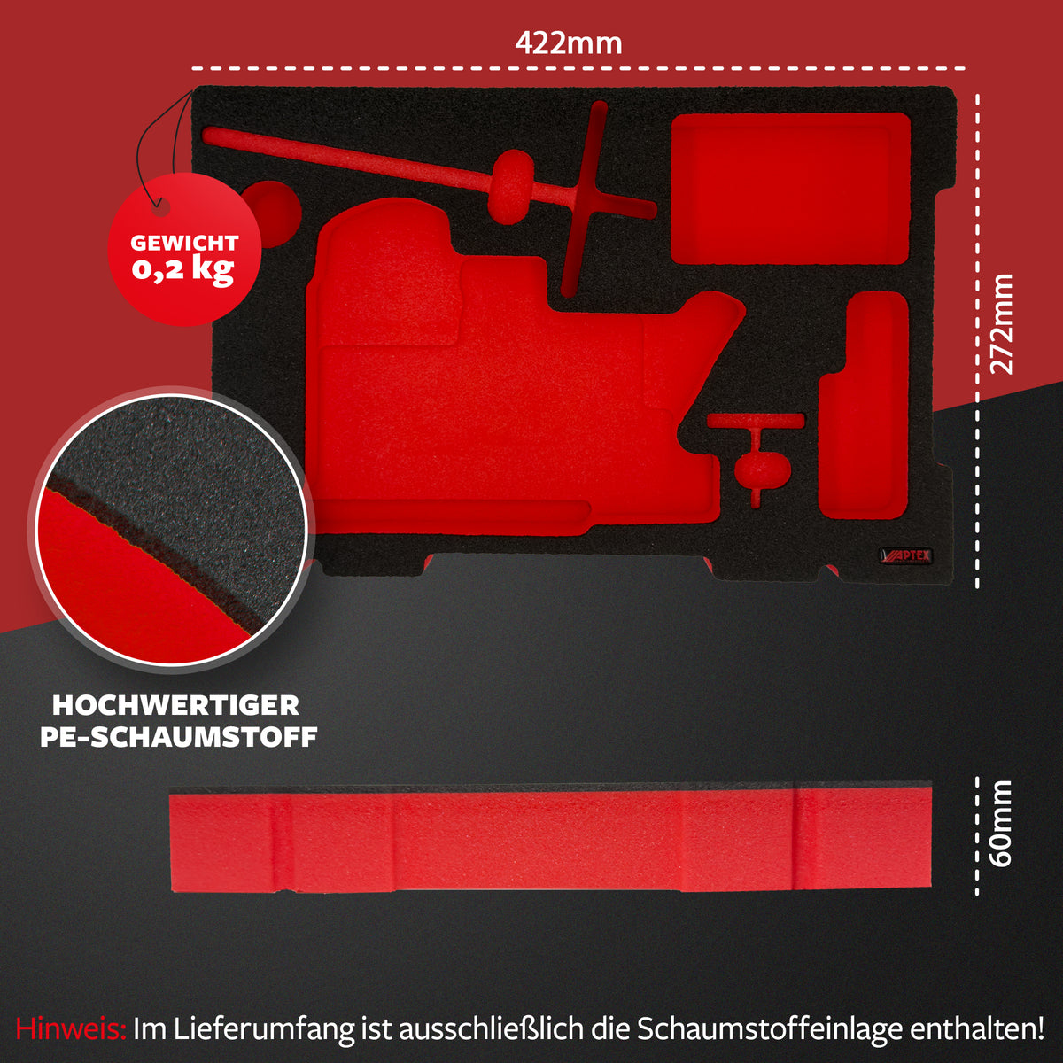 APTEX Einhell Akku-Stichsäge TP-JST 18/135 Li BL Einlage – Stichsäge Schaumeinlage – Made in Germany
