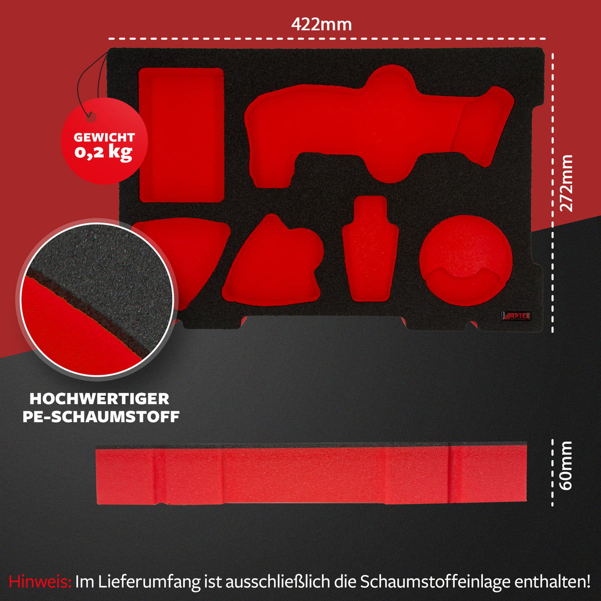 APTEX Einhell Akku-Multifunktionswerkzeug Varrito Einlage – Multitool Schaumeinlage – Made in Germany