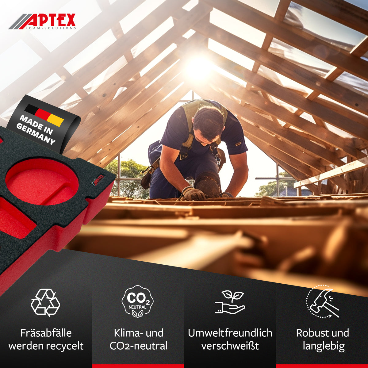 APTEX Einhell Akku-Multifunktionswerkzeug TP-MG 18 Li BL Einlage – Multitool Schaumeinlage – Made in Germany