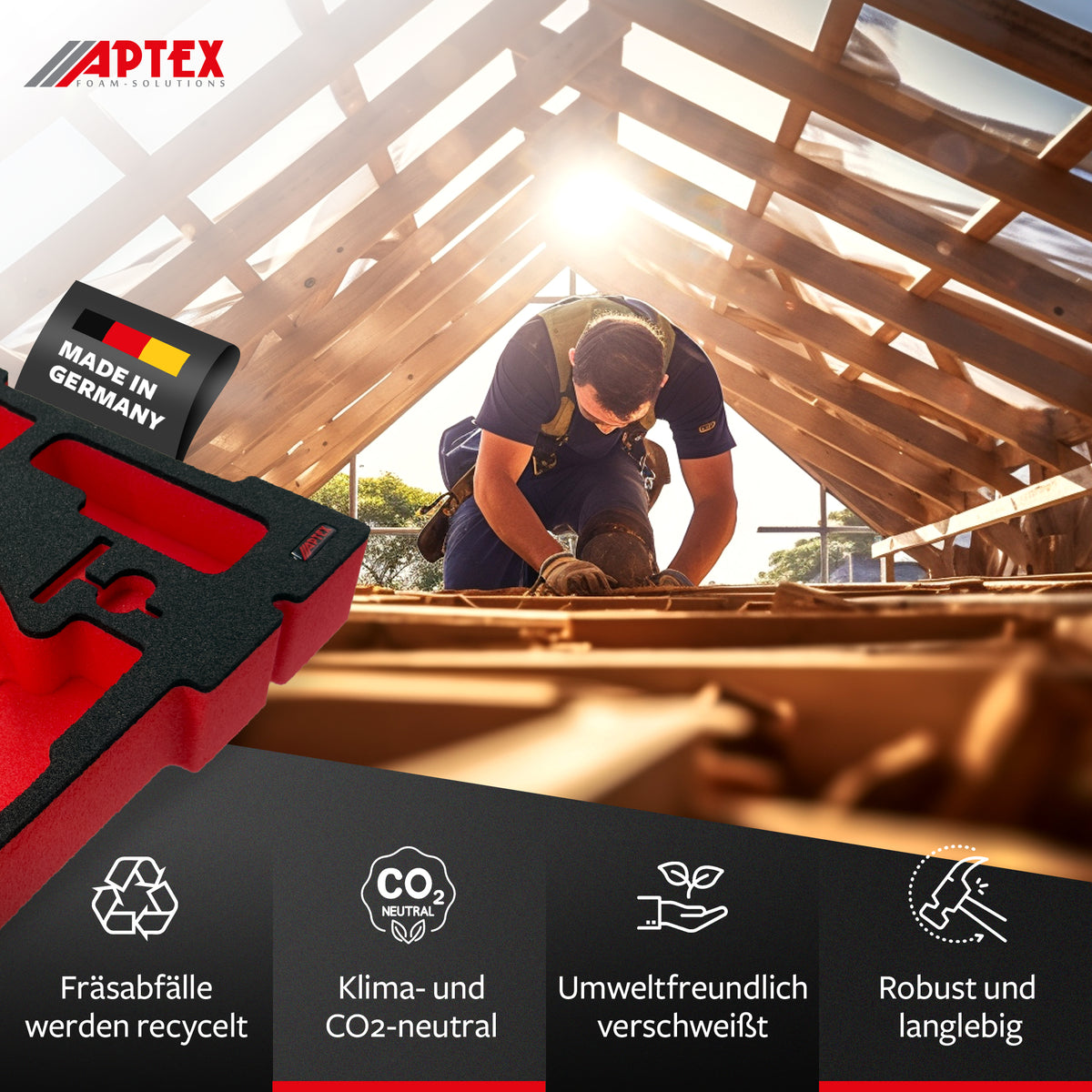 APTEX Einhell Akku-Stichsäge TP-JST 18/135 Li BL Einlage – Stichsäge Schaumeinlage – Made in Germany