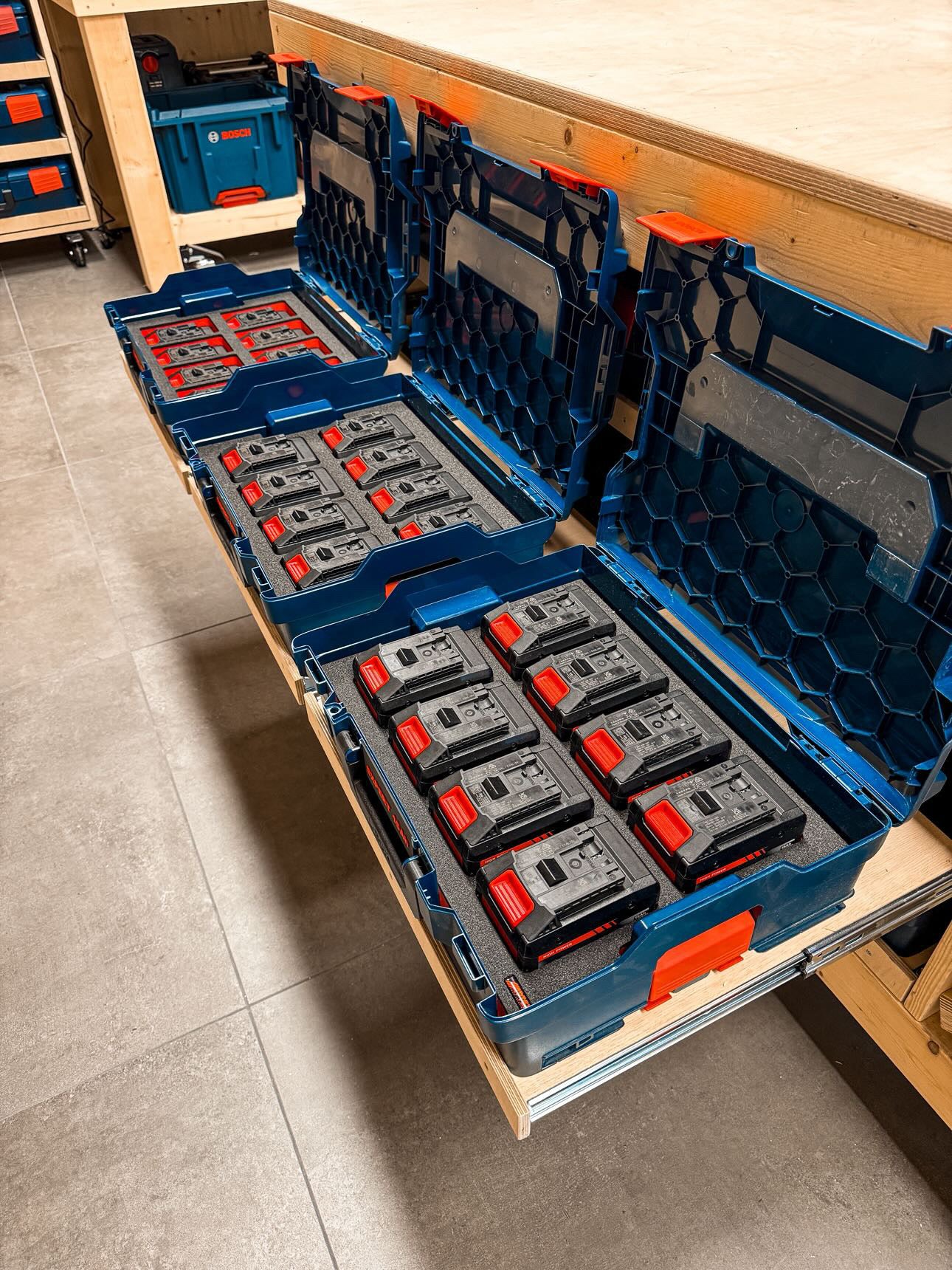 Schaumeinlage für 8x Bosch Expert 18V Akkus für neue Bosch L-Boxx
