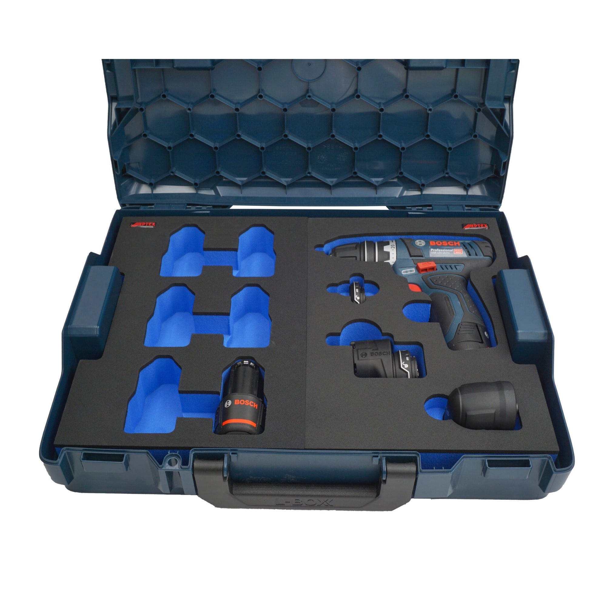 Insert en mousse compatible avec Makita MakPac 1, 2 caisse à outils - mousse rigide, noir-bleu Insert en mousse compatible avec Makita MakPac 1, 2 caisse à outils - mousse rigide, noir-bleu