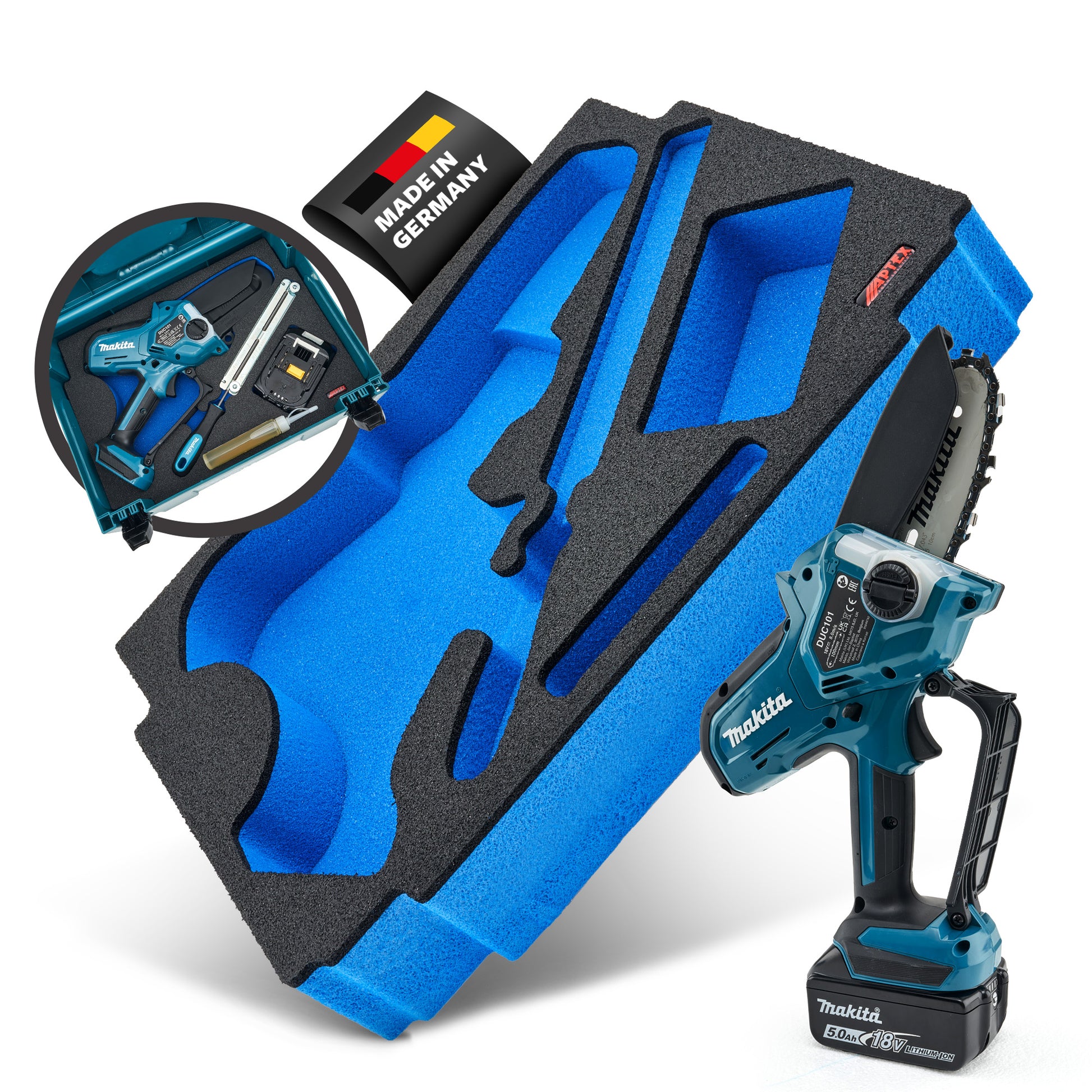 Schaumeinlage für Makita Akku-Astsäge DUC 101 für MakPac Gr. 2-3.