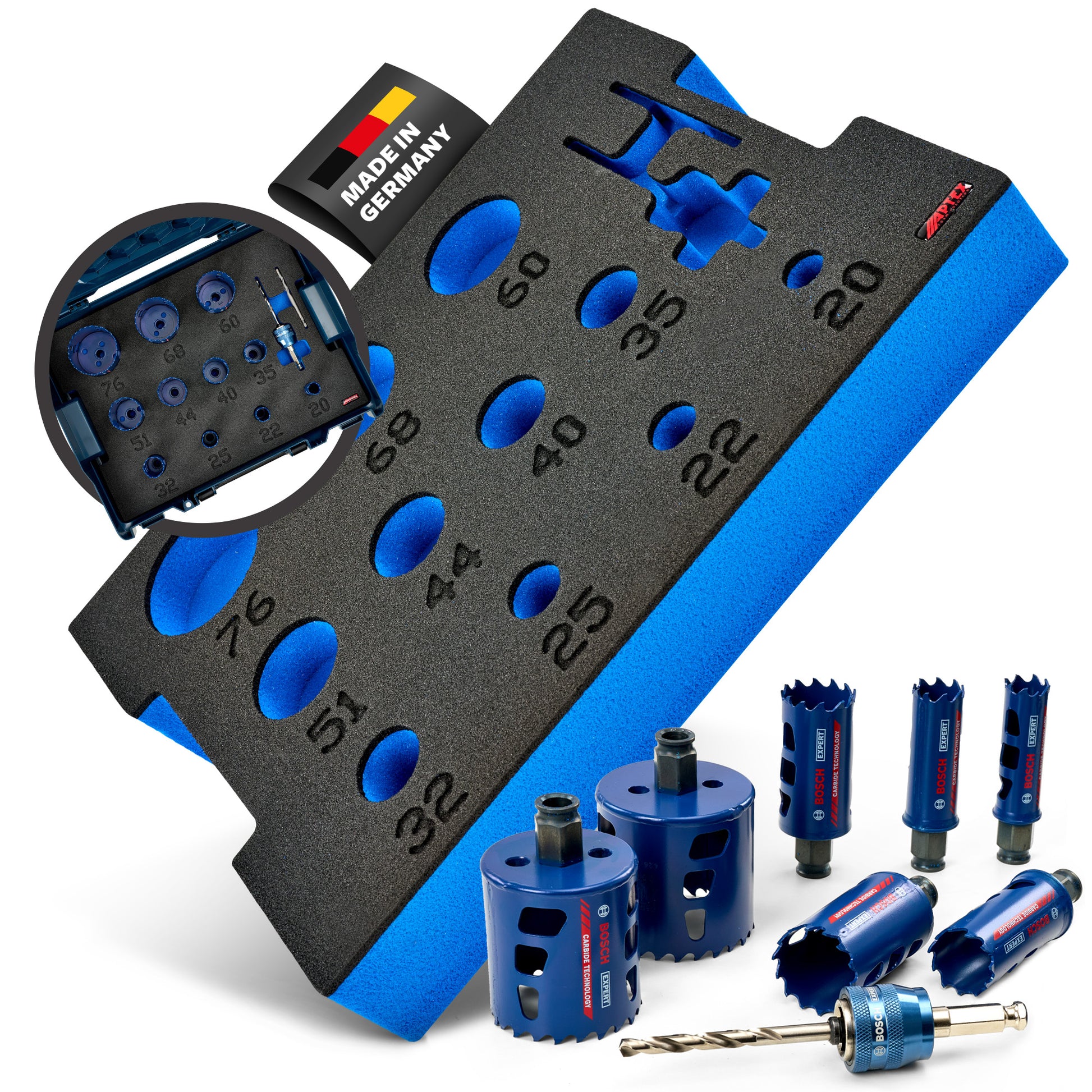Schaumeinlage für Bosch Expert Lochsägen 20-76mm für neue Bosch L-Boxx 136.