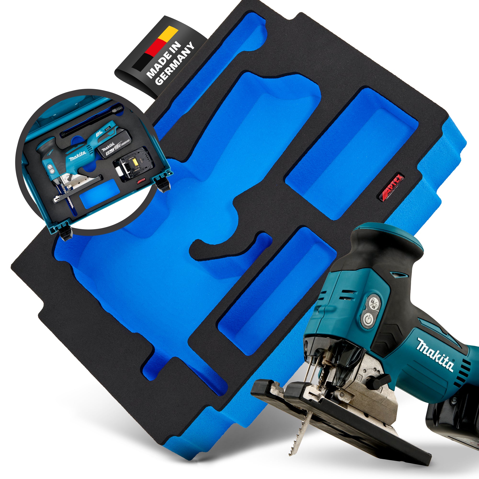 Schaumeinlage für Makita Akku- Pendelhubstichsäge DJV 181 für MakPac Gr. 2-3 - APTEX