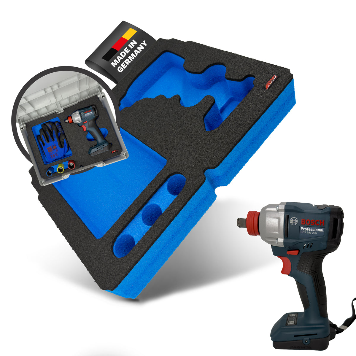 APTEX Bosch GDX 18V-285 Einlage für Systainer³ M – Schlagschrauber Schaumeinlage – Made in Germany