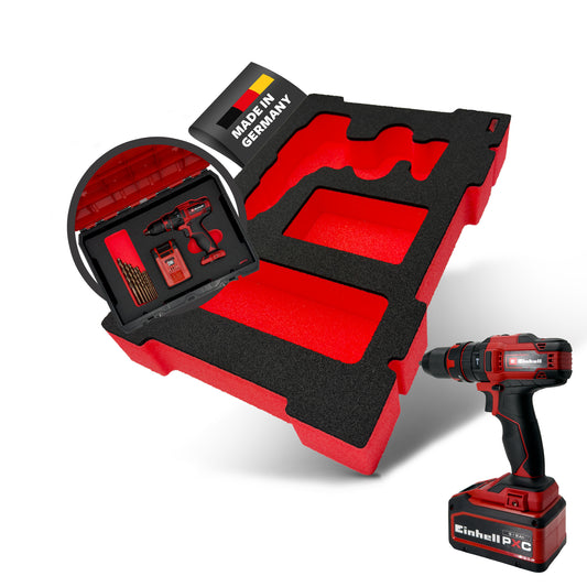 APTEX Einhell TE-CD 18/44 Li-i Einlage für E-Case S-F – Akku-Schlagbohrschrauber Schaumeinlage – Made in Germany