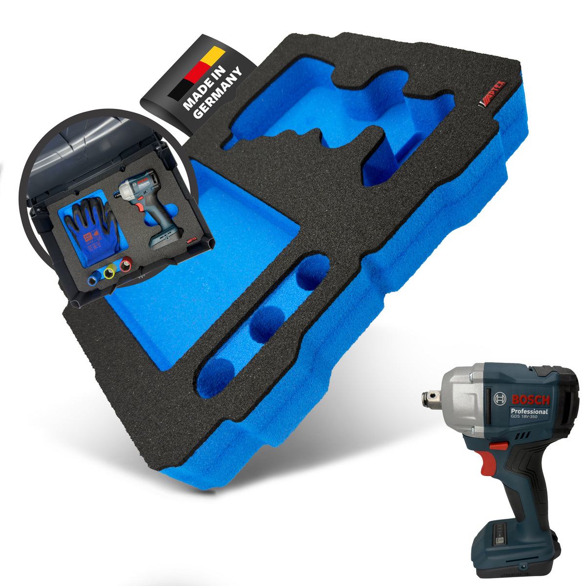 APTEX Bosch GDS 18V-350 Einlage für Systainer T-Loc 2 – Schlagschrauber Schaumeinlage – Made in Germany