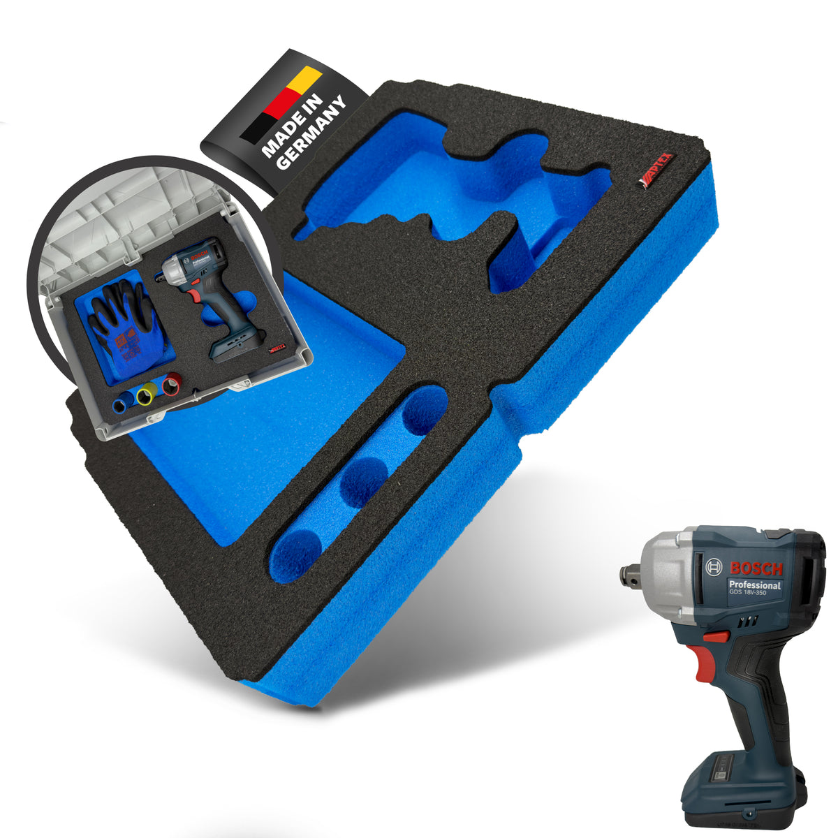 APTEX Bosch GDS 18V-350 Einlage für Systainer³ M – Schlagschrauber Schaumeinlage – Made in Germany