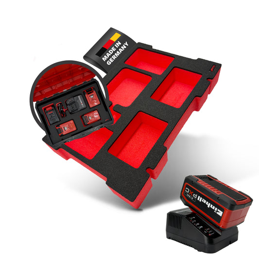 APTEX Einhell Ladegerät PXC 3.0A Einlage für E-Case S-F – 18V Akkus und Ladegrät Schaumeinlage – Made in Germany