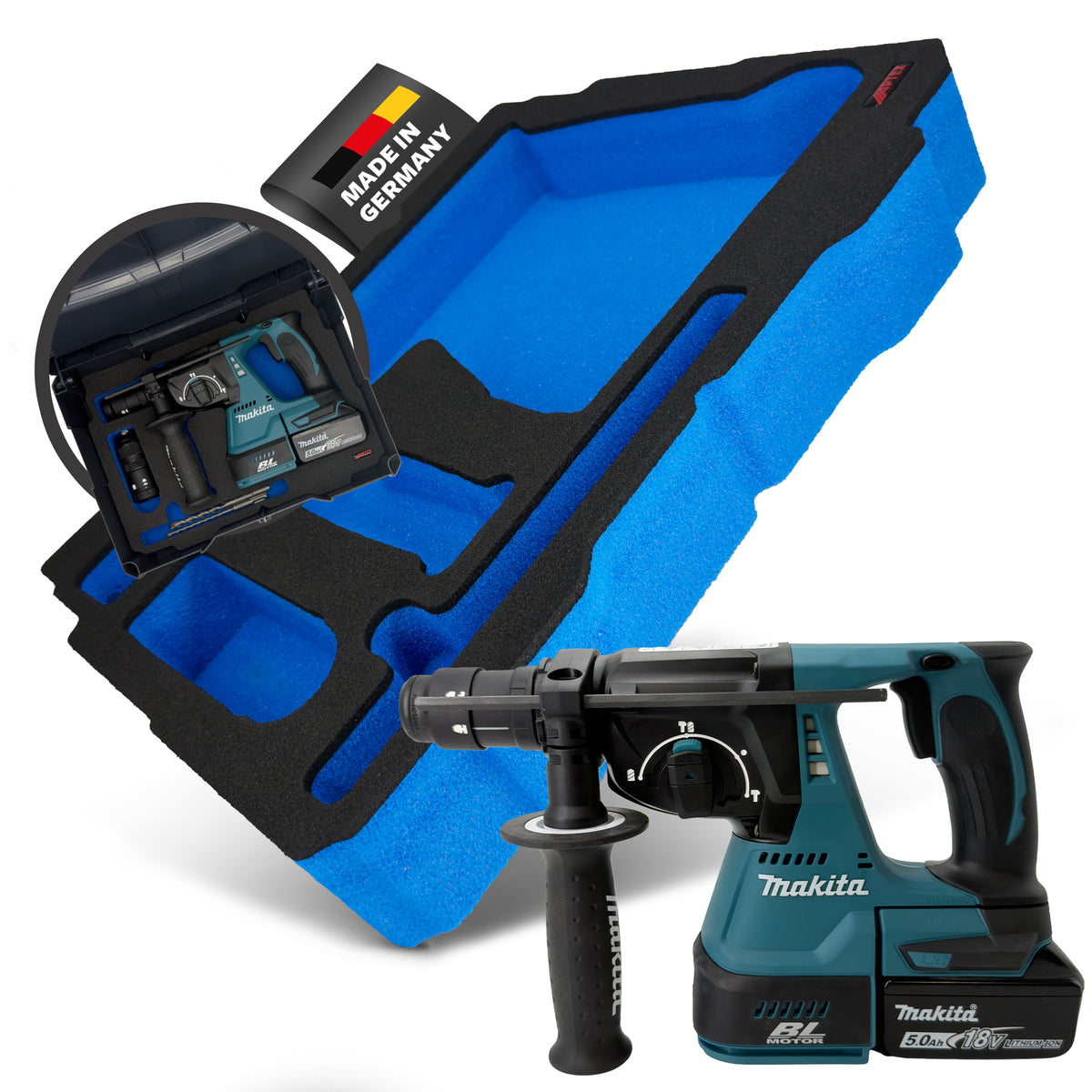 APTEX Makita DHR 243 Einlage für Systainer³ M – Akku-Bohrhammer Schaumeinlage – Made in Germany